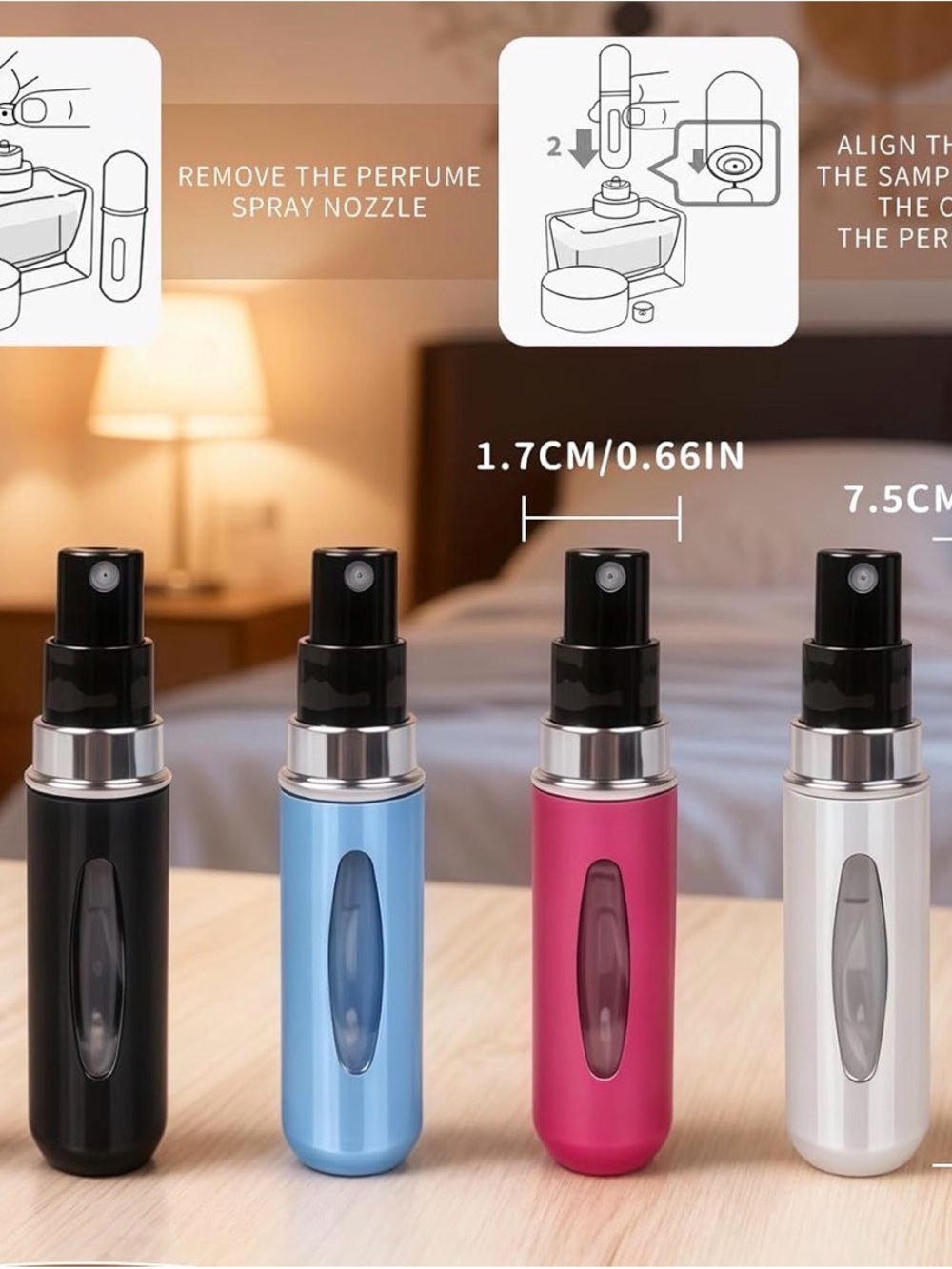 Compact Refillable Perfume Atomizer Set - Metallic Colors - Picture 4 of 4